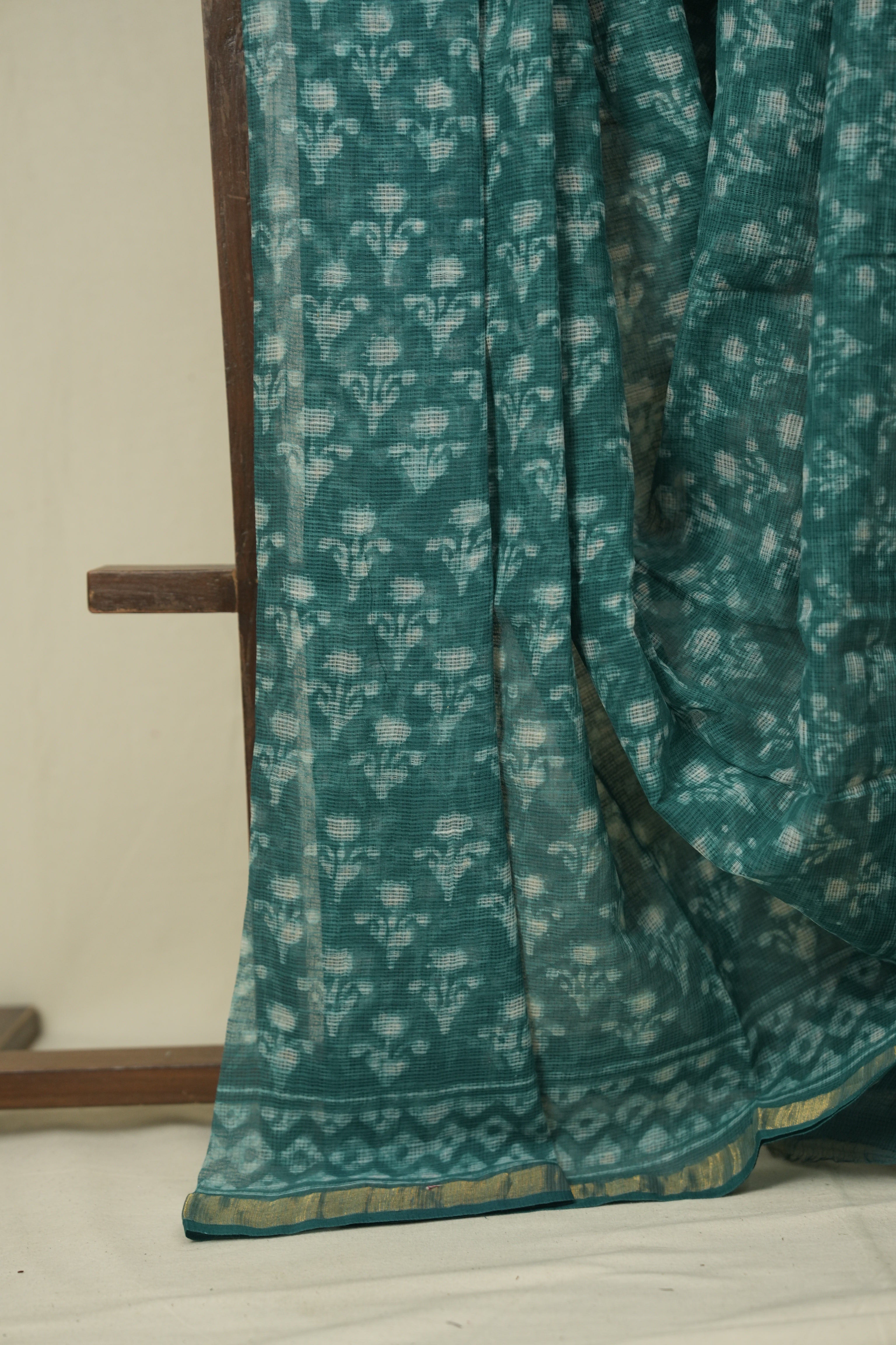 Rama Green Kota Doria Saree - SRRGKDS274