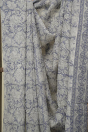 White Blue Kota Doria Saree - SRWBKDS275
