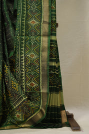 Bottle Green Rajkot Patola Silk Saree - SRBGRPSS523