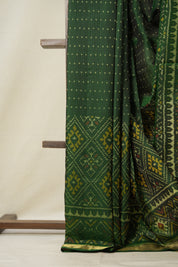 Bottle Green Rajkot Patola Silk Saree - SRBGRPSS523