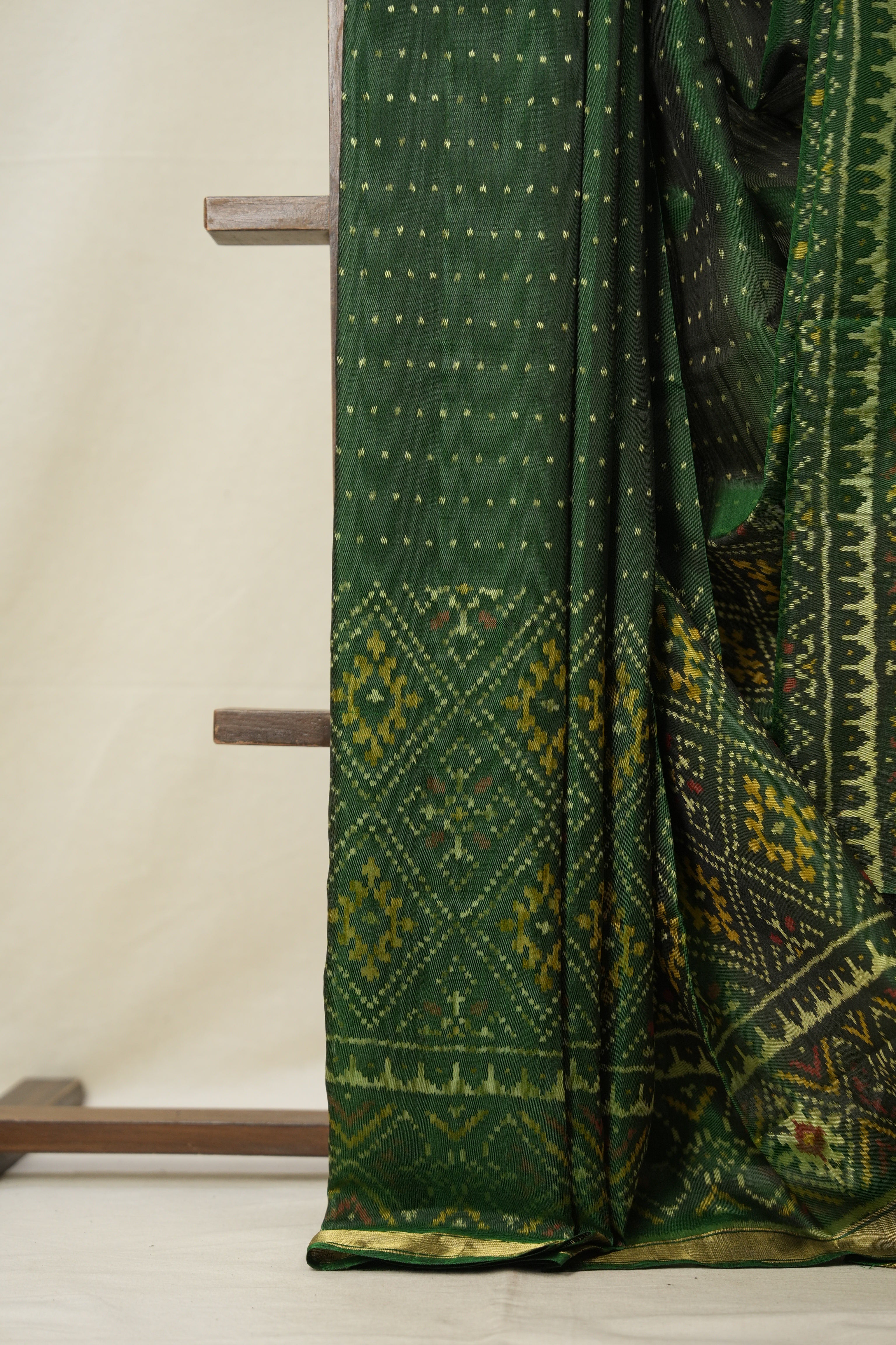 Bottle Green Rajkot Patola Silk Saree - SRBGRPSS523