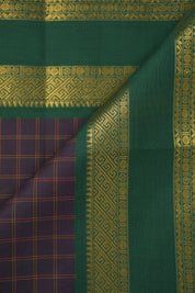 Two Tone Green Checks Kanchi Cotton Saree -SRGCKCS1173