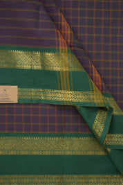 Two Tone Green Checks Kanchi Cotton Saree -SRGCKCS1173