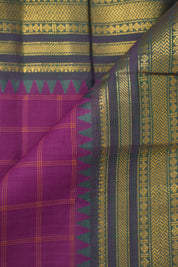 Magenta Checks Kanchi Cotton Saree -SRMCKCS1176