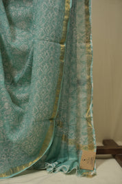 Aqua Green HBP Kota Doria Saree - SRAGKDS269