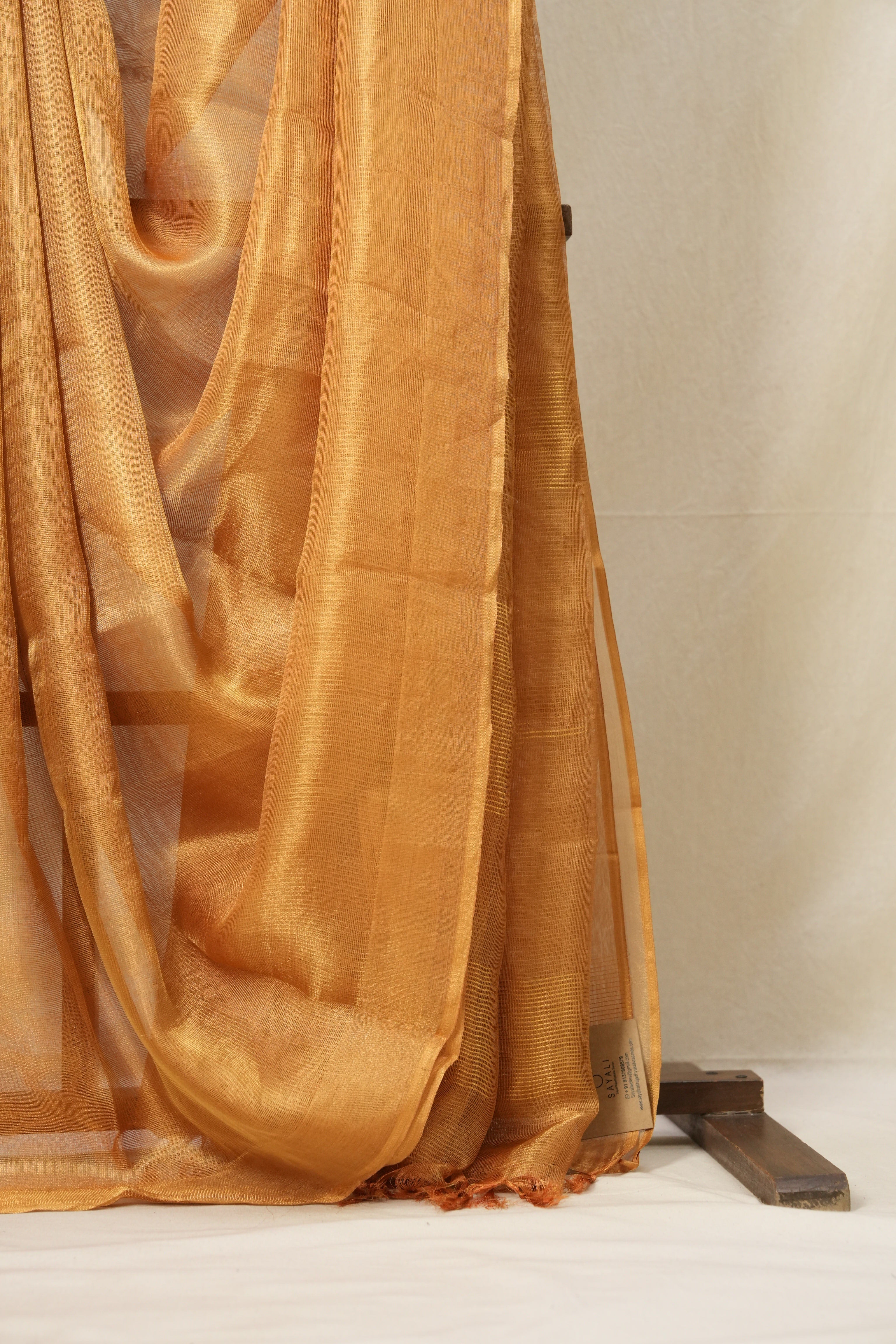 Orange Gold Tissue Tussar Silk Saree - SROGTTSS496