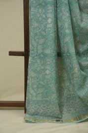 Aqua Green HBP Kota Doria Saree - SRAGKDS269
