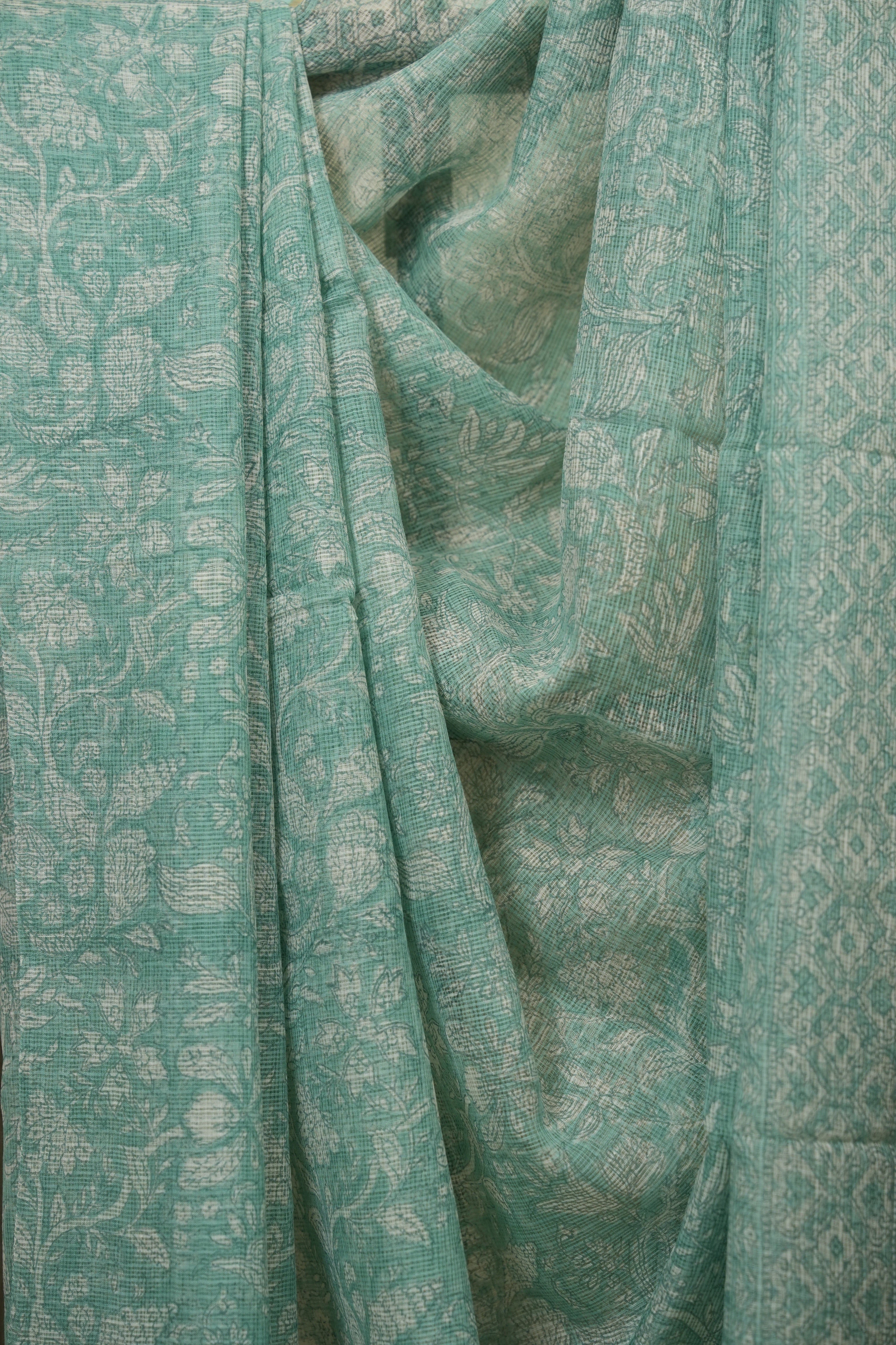 Aqua Green HBP Kota Doria Saree - SRAGKDS269