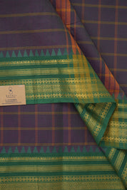 Green Checks Kanchi Cotton Saree -SRGCKCS1180