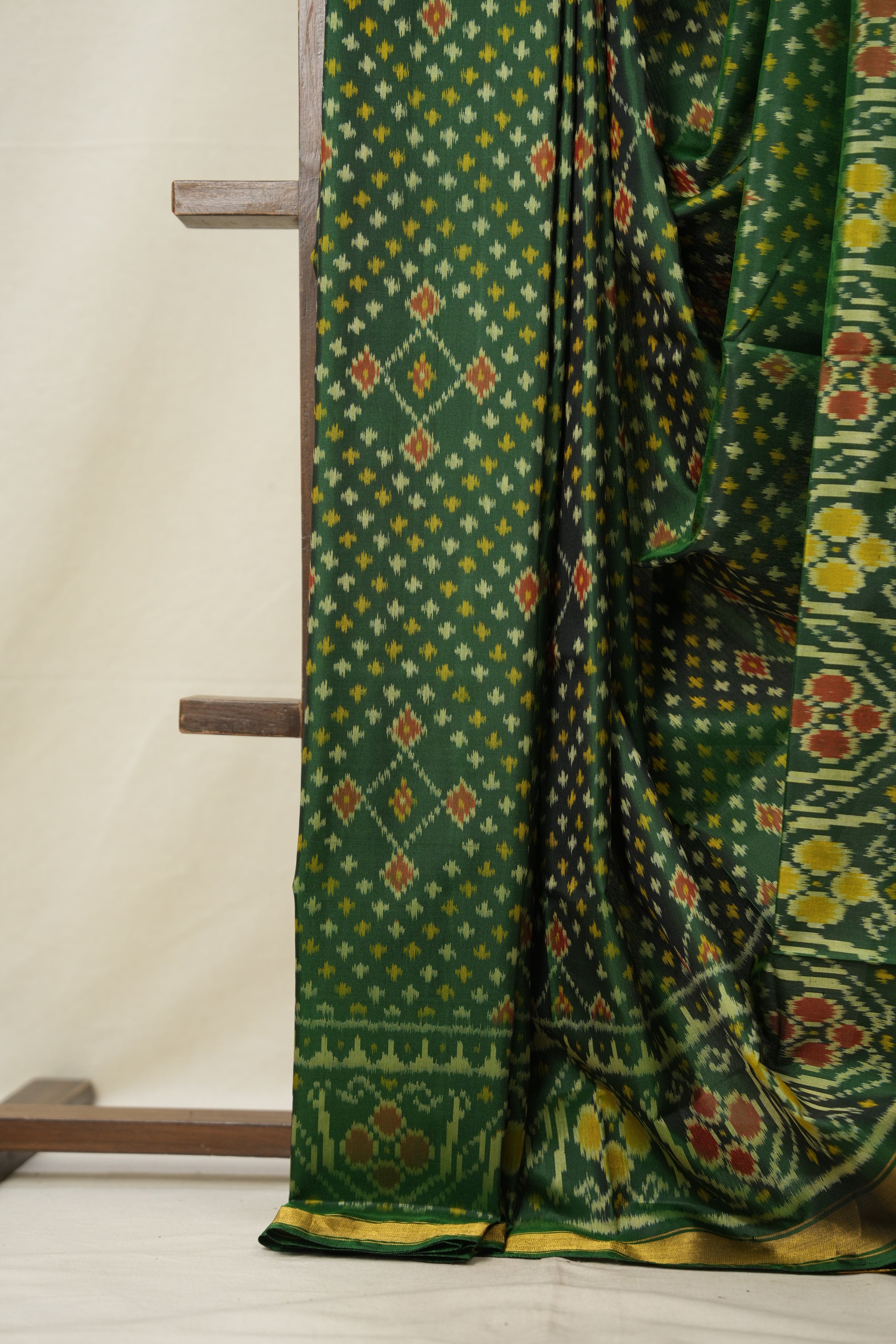 Bottle Green Rajkot Patola Silk Saree - SRBGRPSS517