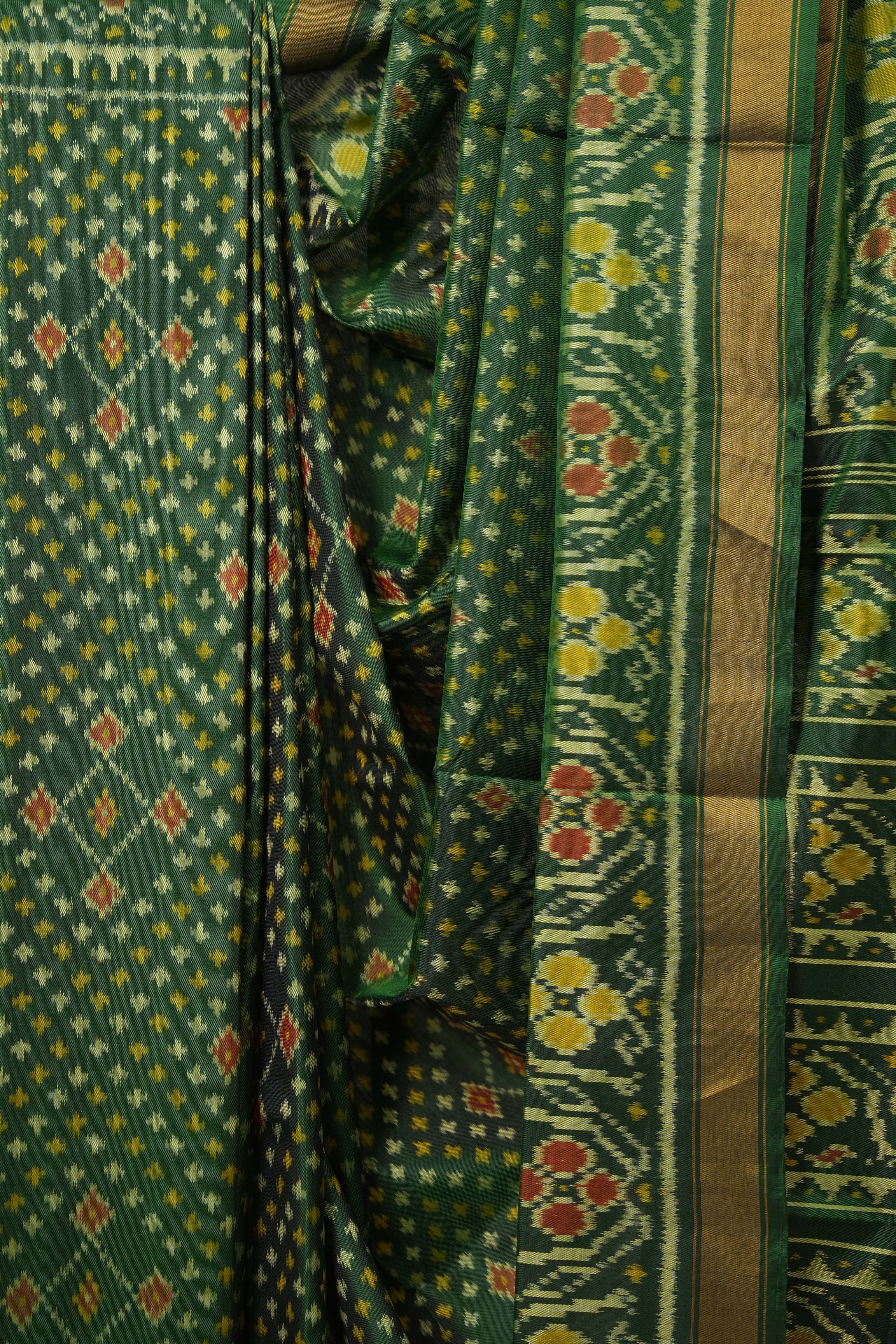 Bottle Green Rajkot Patola Silk Saree - SRBGRPSS517