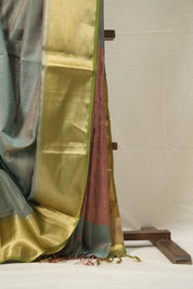 Aqua Blue Maheshwari Tissue Saree - SRABMTS673