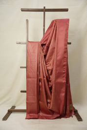 Brick Red Tussar Silk Saree - SRBRTSS1713