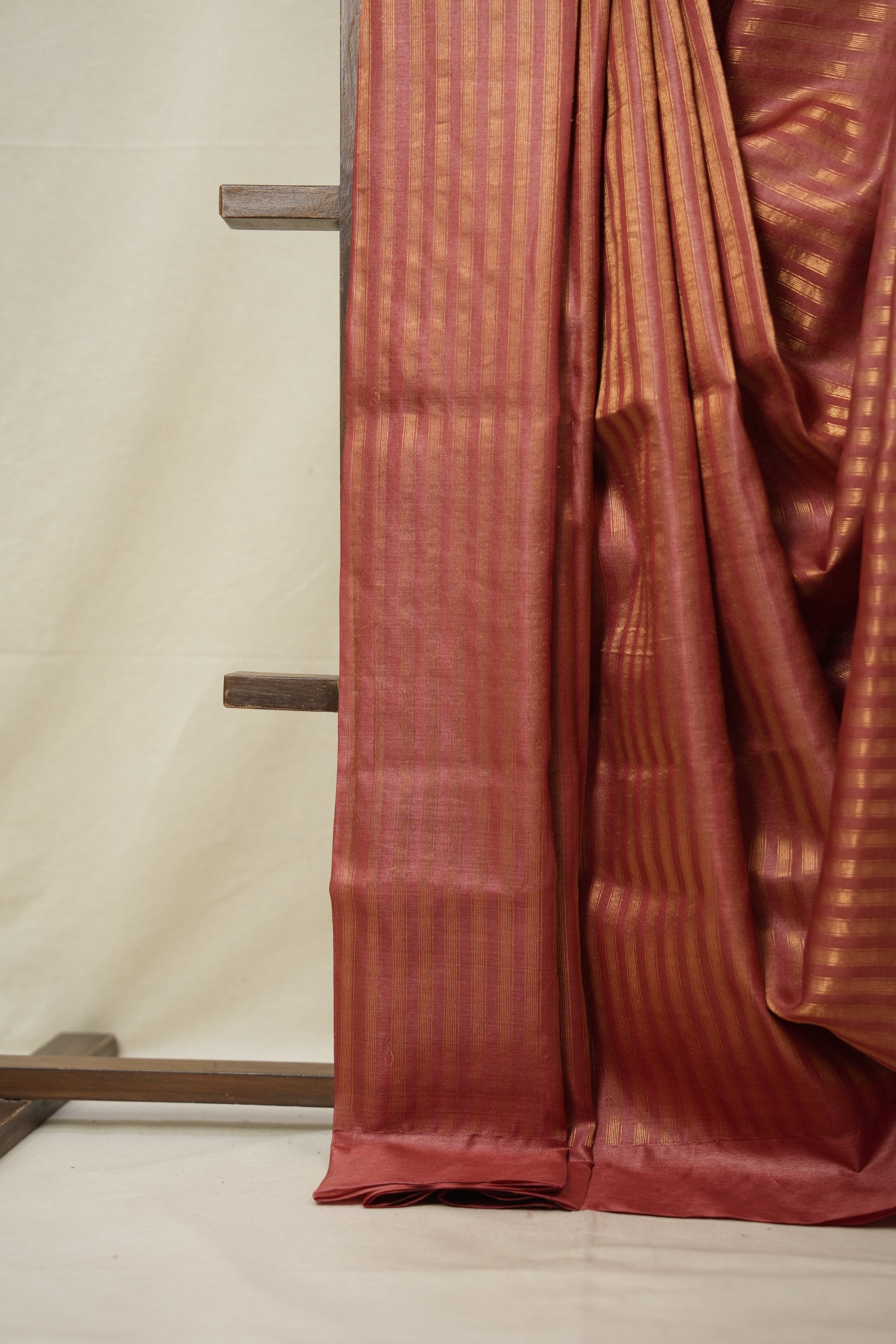 Brick Red Tussar Silk Saree - SRBRTSS1713