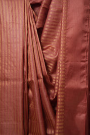 Brick Red Tussar Silk Saree - SRBRTSS1713