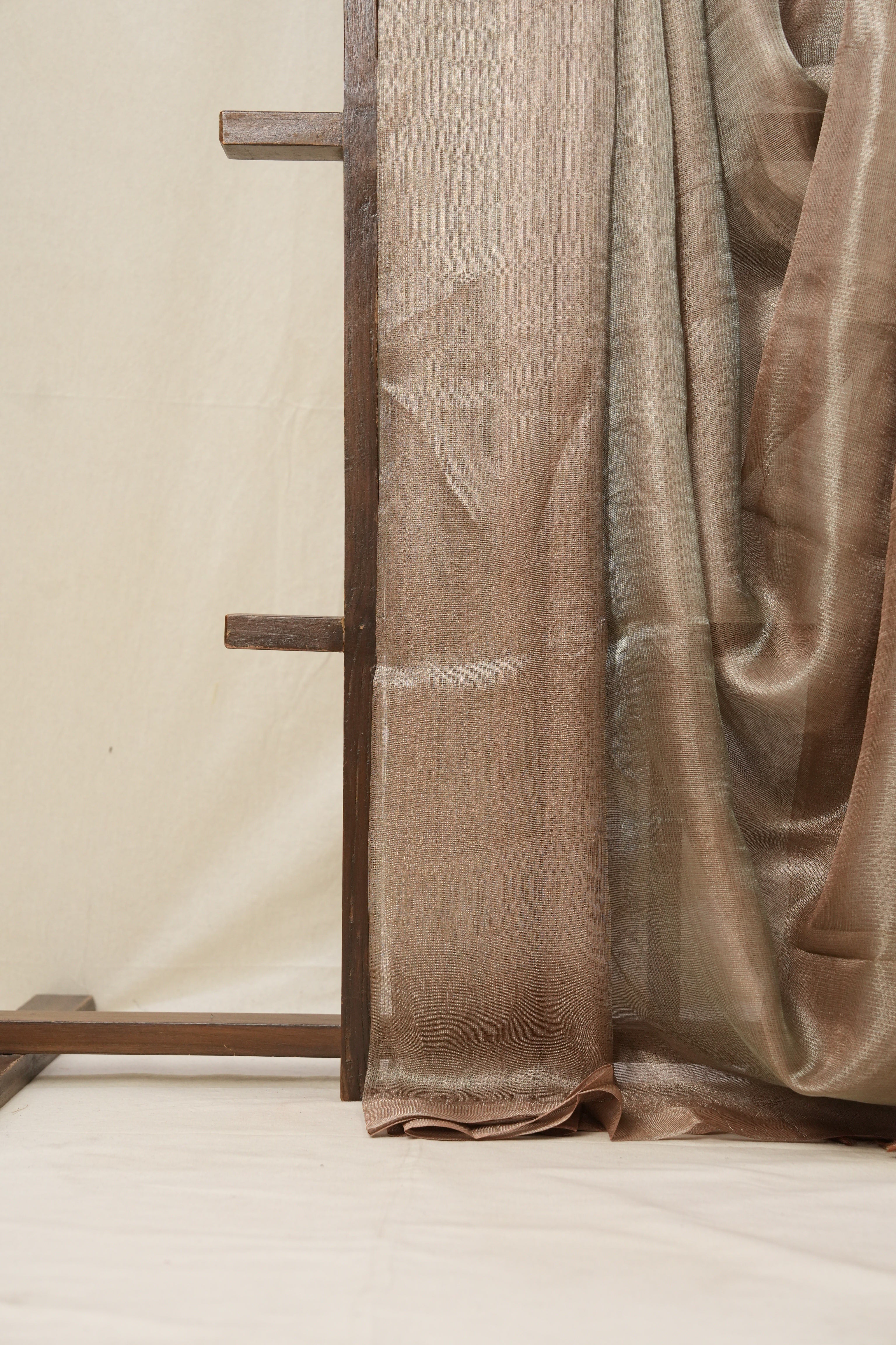 Brown Silver Tissue Tussar Silk Saree - SRBSTTSS509