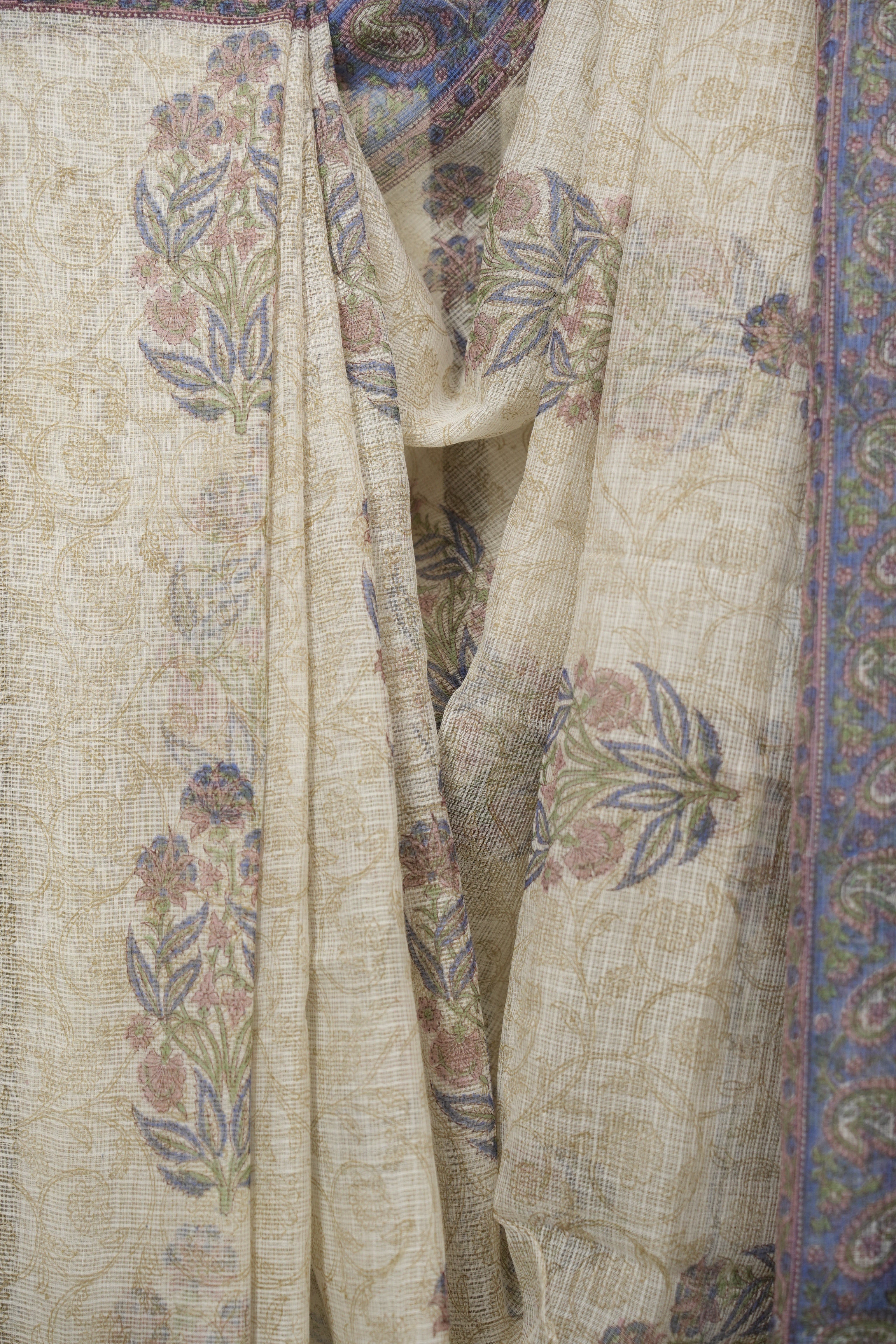 White HBP Kota Doria Saree - SRWKDS277