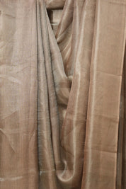 Brown Silver Tissue Tussar Silk Saree - SRBSTTSS509