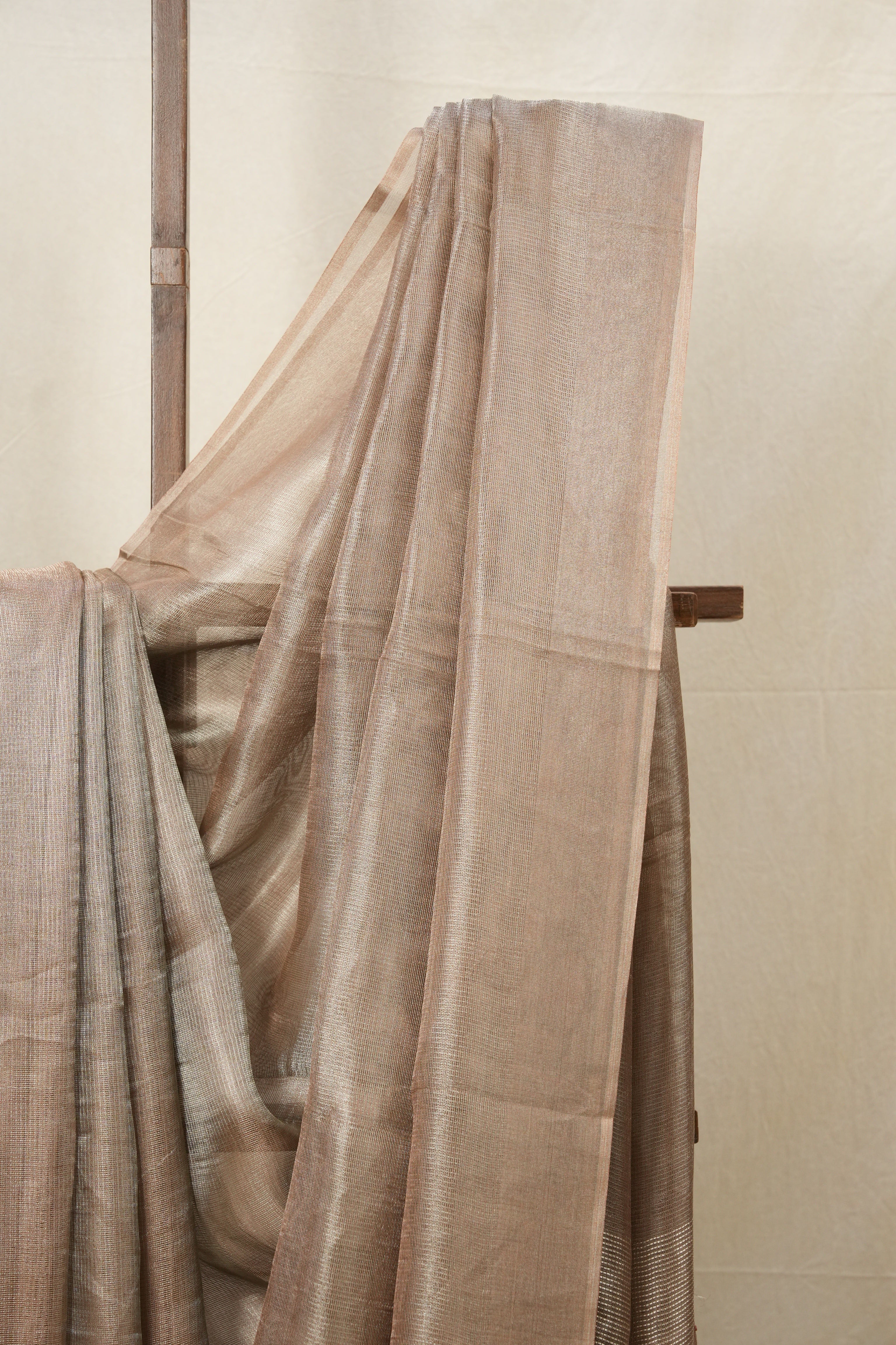 Brown Silver Tissue Tussar Silk Saree - SRBSTTSS509