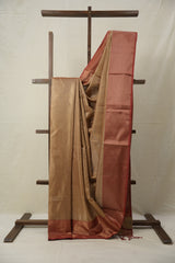 Bronze Gold Maheshwari Tissue Saree - SRBGMTS665