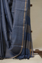 Peacock Blue Tussar Silk Saree - SRPBTSS1723