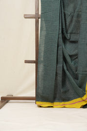 Green Big Checks Cotton Patteda Anchu Saree - SRGPAS222