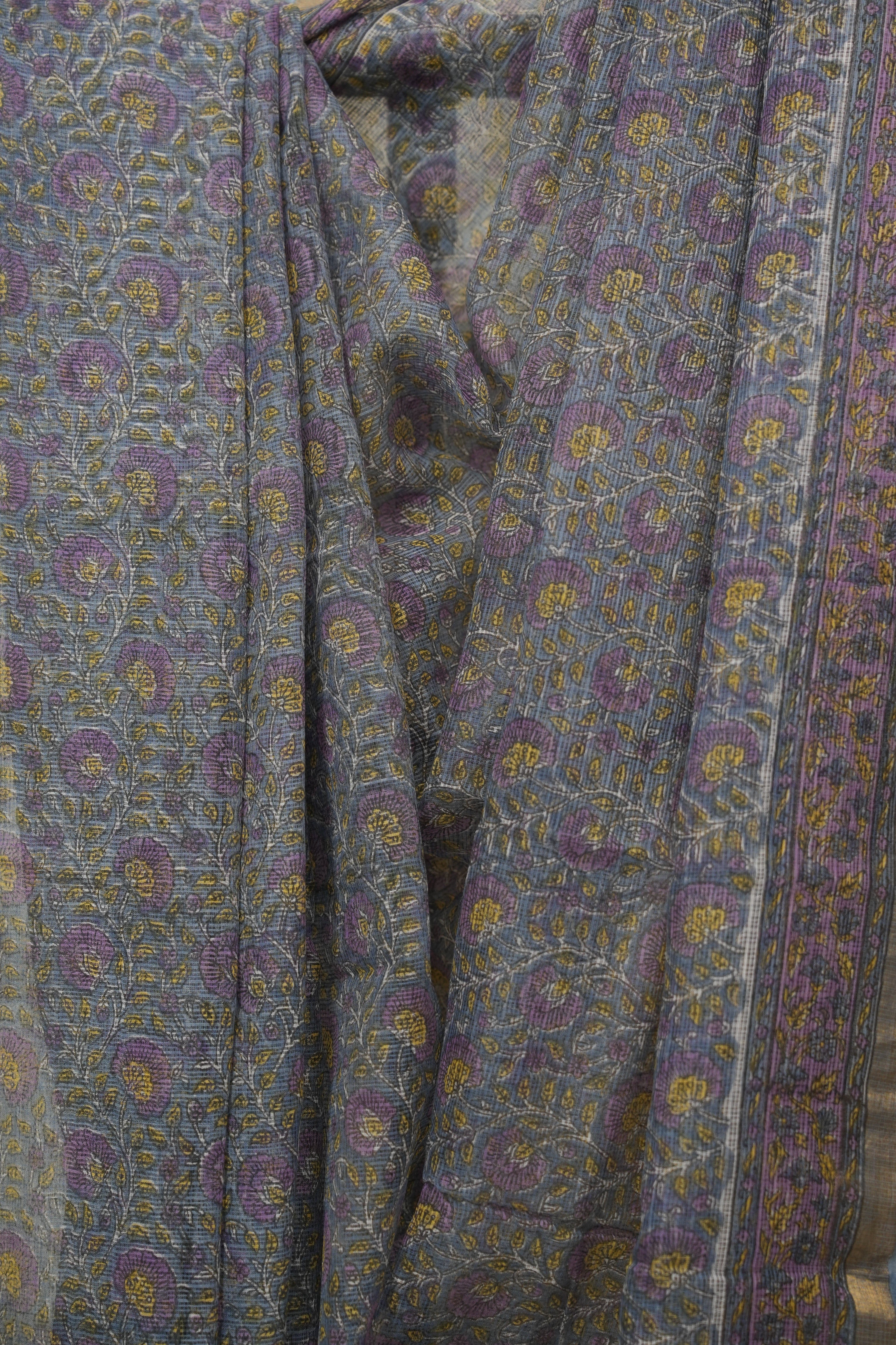 Grey HBP Kota Doria Saree - SRGKDS286