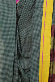 Green Big Checks Cotton Patteda Anchu Saree - SRGPAS222