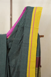 Green Big Checks Cotton Patteda Anchu Saree - SRGPAS222