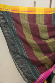 Green Big Checks Cotton Patteda Anchu Saree - SRGPAS222