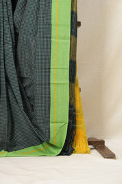 Green Big Checks Cotton Patteda Anchu Saree - SRGPAS223