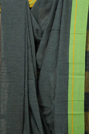 Green Big Checks Cotton Patteda Anchu Saree - SRGPAS223