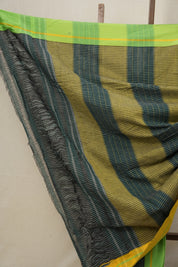 Green Big Checks Cotton Patteda Anchu Saree - SRGPAS223