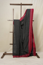 Black Big Checks Cotton Patteda Anchu Saree - SRBPAS271