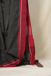 Black Big Checks Cotton Patteda Anchu Saree - SRBPAS271