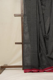 Black Big Checks Cotton Patteda Anchu Saree - SRBPAS271