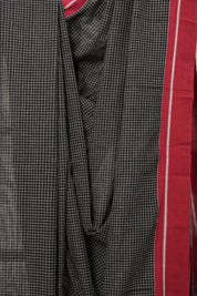 Black Big Checks Cotton Patteda Anchu Saree - SRBPAS271