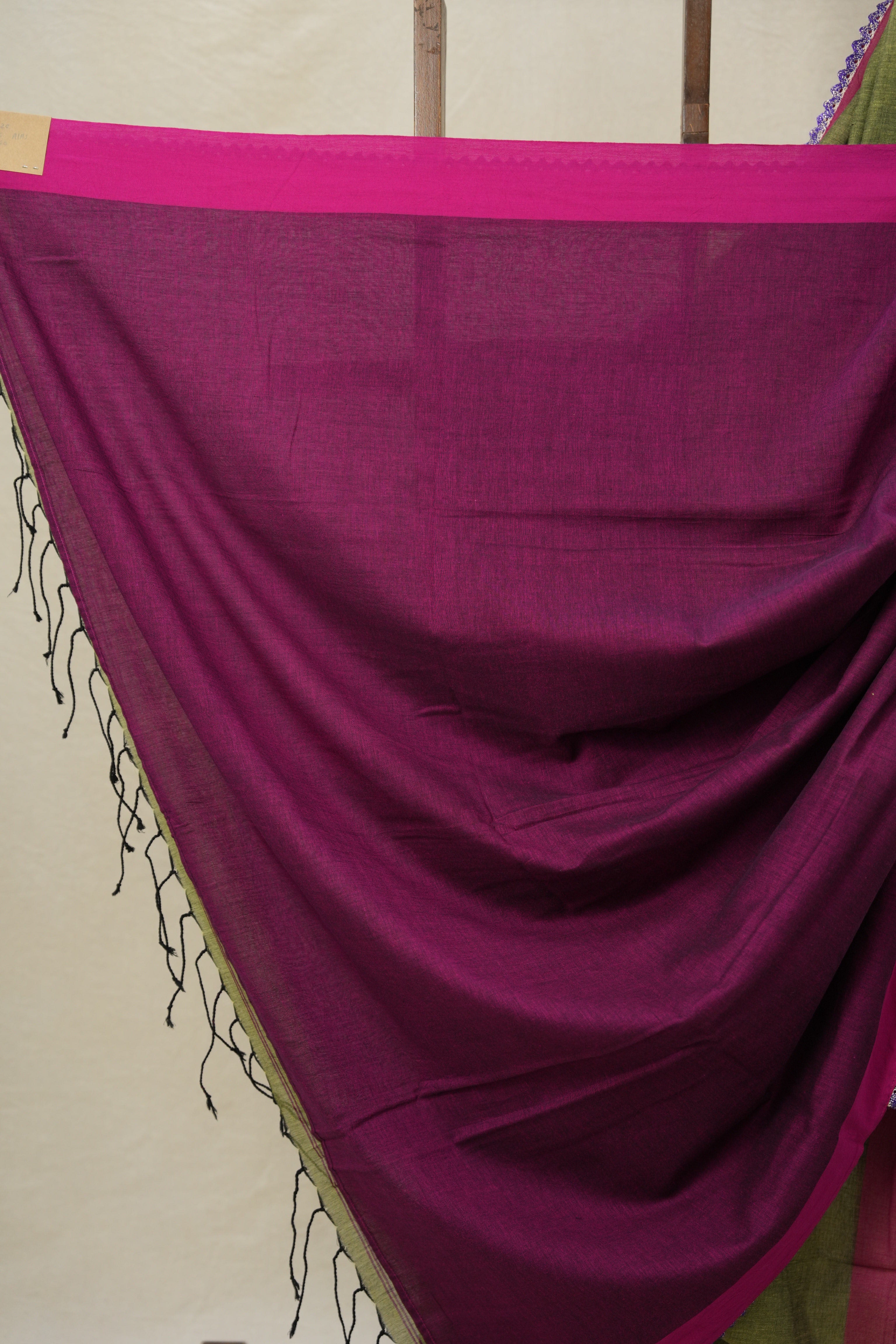Forest Green Bengal Cotton Saree With Lace - SRFGBCSWL08