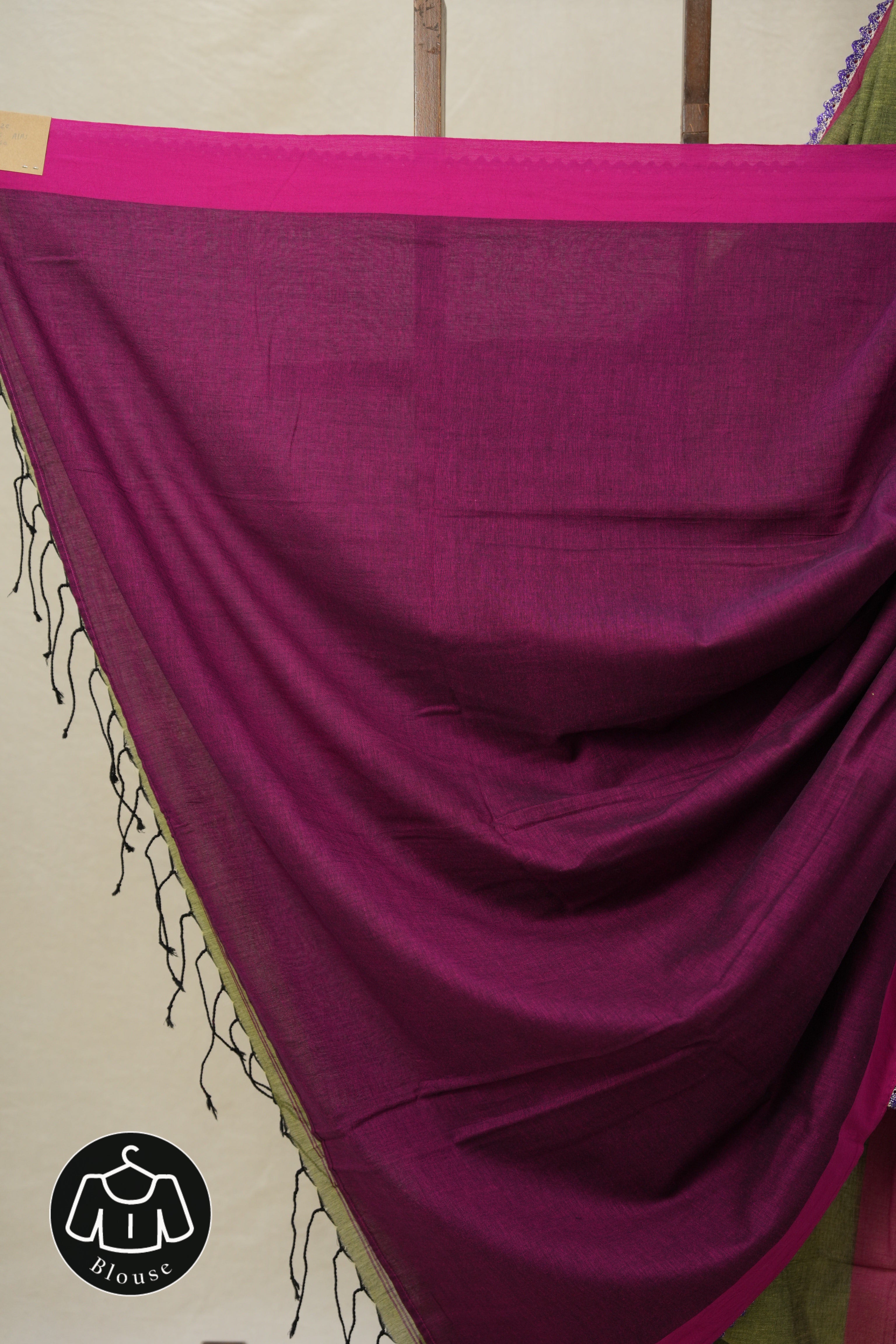 Forest Green Bengal Cotton Saree With Lace - SRFGBCSWL08