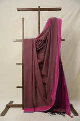 Onion Pink Bengal Cotton Saree With Lace - SROPBCSWL09