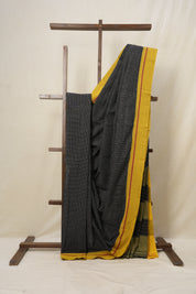 Black Big Checks Cotton Patteda Anchu Saree - SRBPAS81