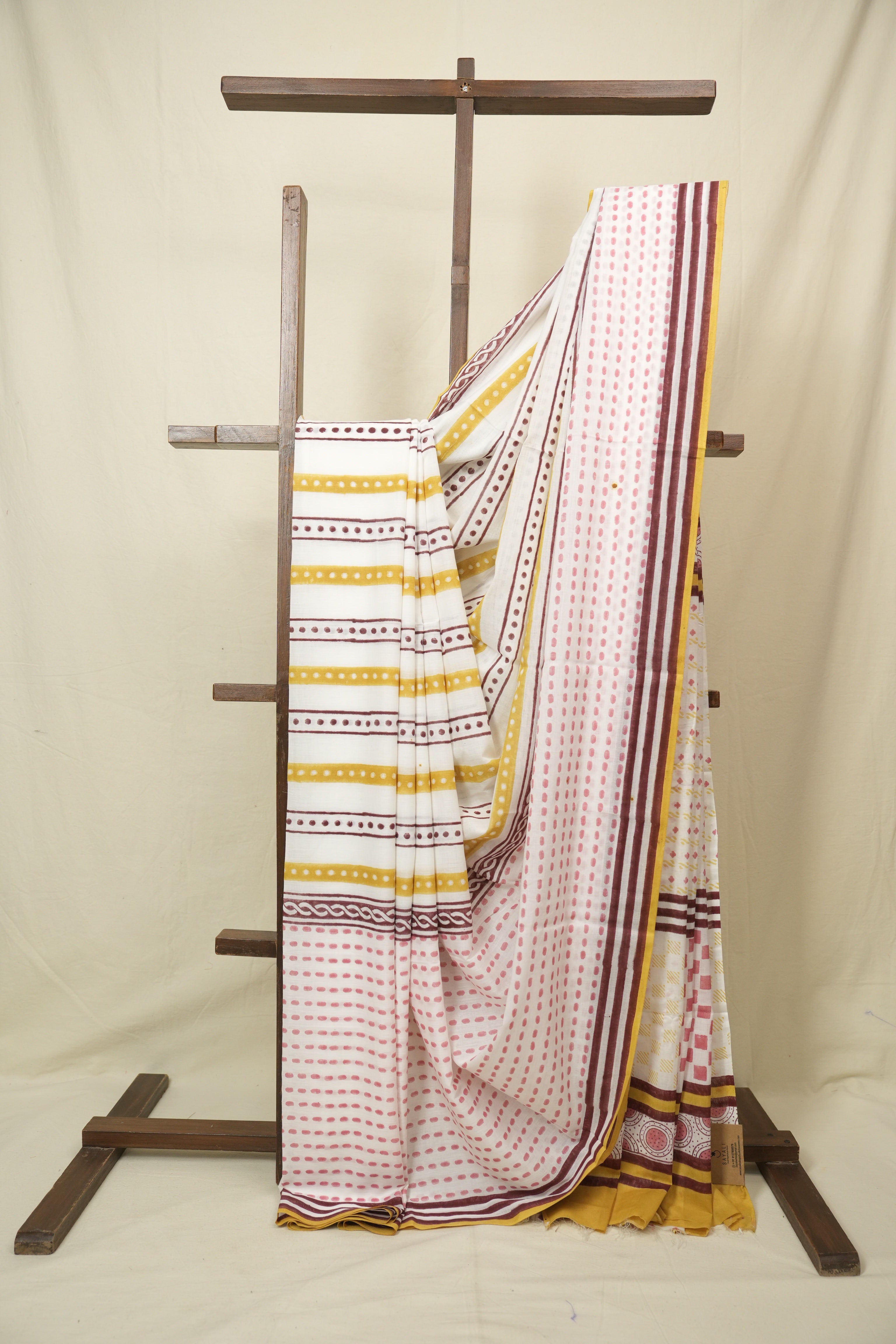 White HBP Cotton Saree - SRWCS3412
