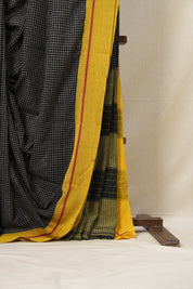 Black Big Checks Cotton Patteda Anchu Saree - SRBPAS81