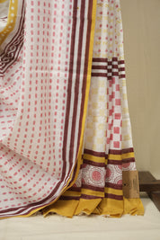 White HBP Cotton Saree - SRWCS3412
