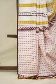 White HBP Cotton Saree - SRWCS3412