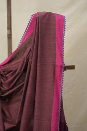 Onion Pink Bengal Cotton Saree With Lace - SROPBCSWL09