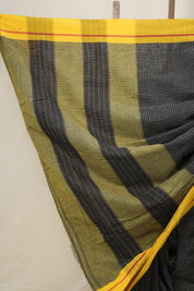 Black Big Checks Cotton Patteda Anchu Saree - SRBPAS81