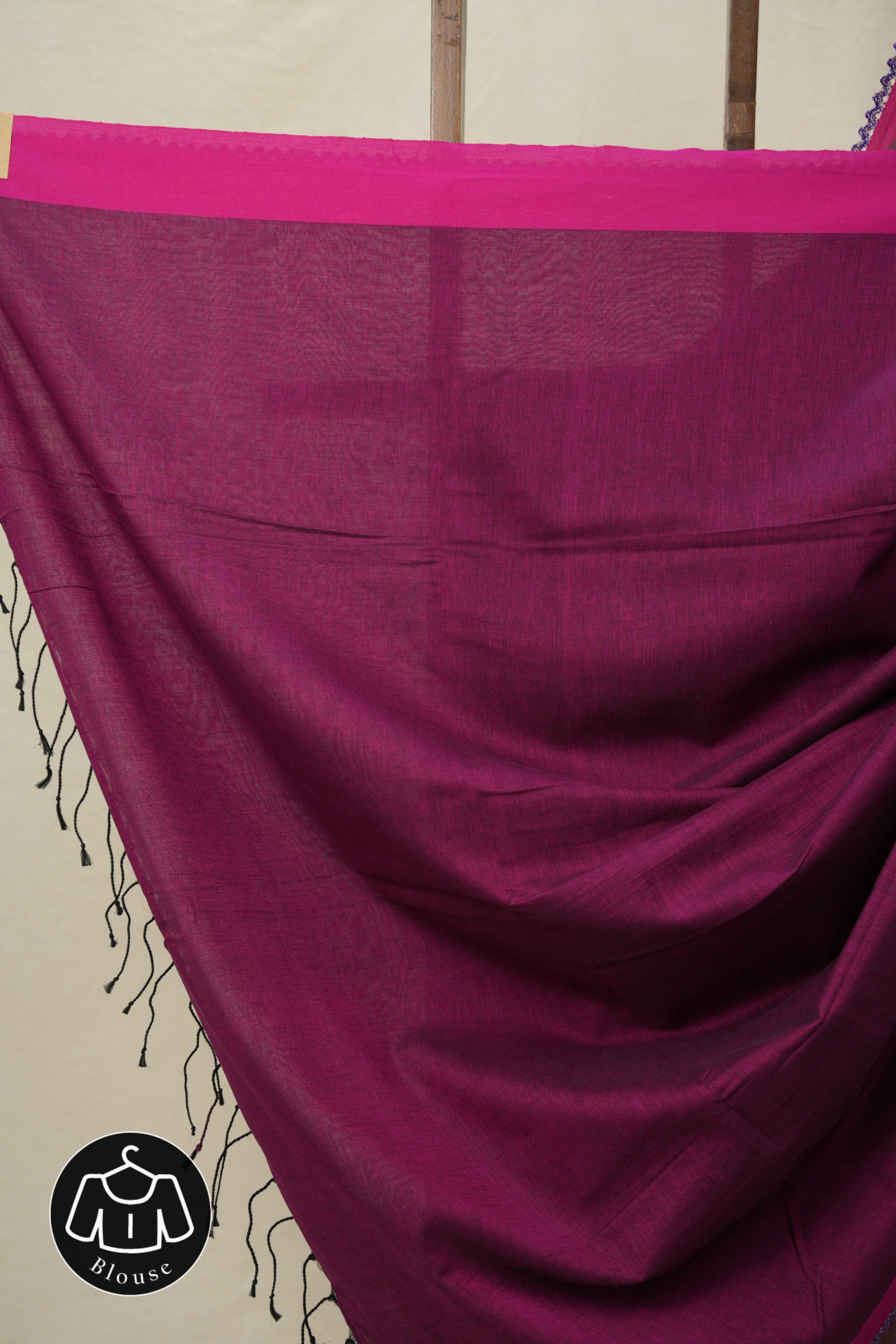 Onion Pink Bengal Cotton Saree With Lace - SROPBCSWL09