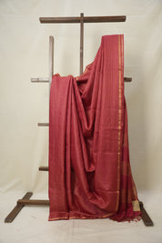 Brick Red Tussar Silk Saree - SRBRTSS1718