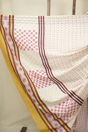 White HBP Cotton Saree - SRWCS3412